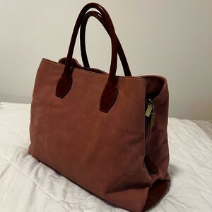 100% Toscana Italian Leather Tote – Dusty Rose, Multiple Pockets